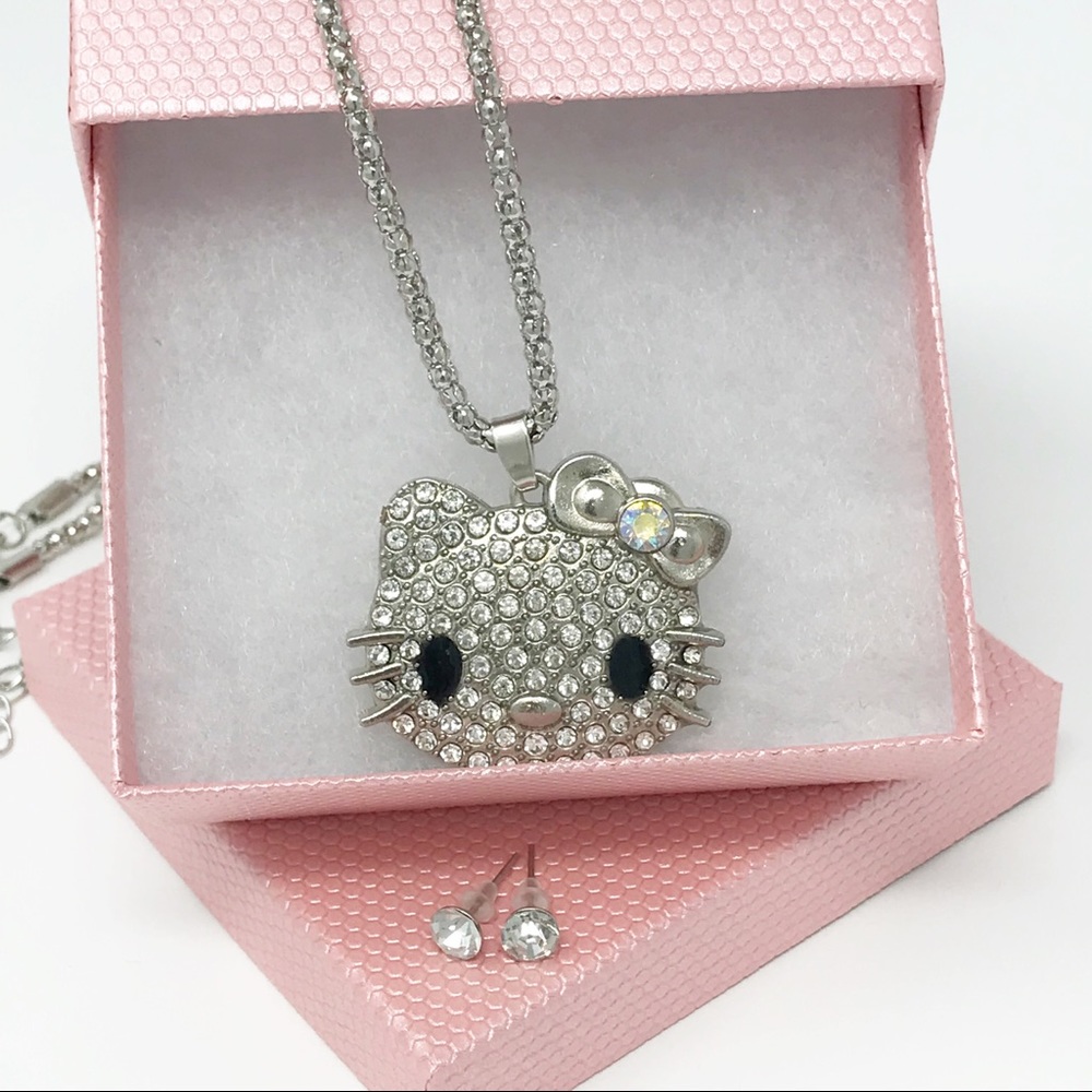 🌷New Hello Kitty Necklace & Earrings Set